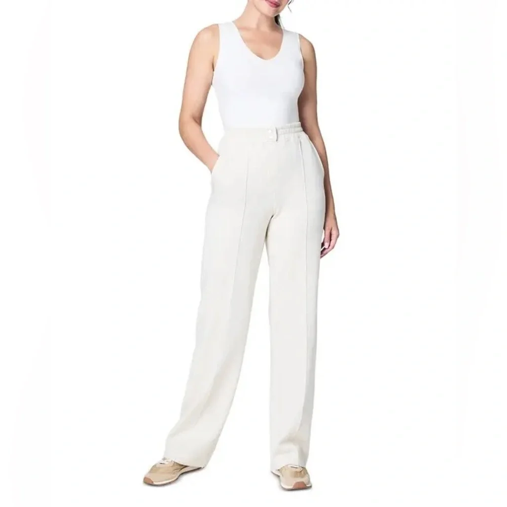 SPANX AIR ESSENTIALS BRUSHED STRAIGHT LEG TRACK PANTS SPRING ATHLEISURE M - Picture 4 of 8